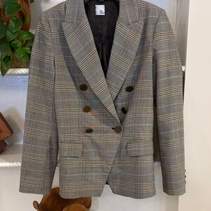 IRIS & INK Classic Gray Double-Breasted Blazer